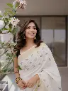 SS01 - Mul Flower gold and black cotton embroidered saree