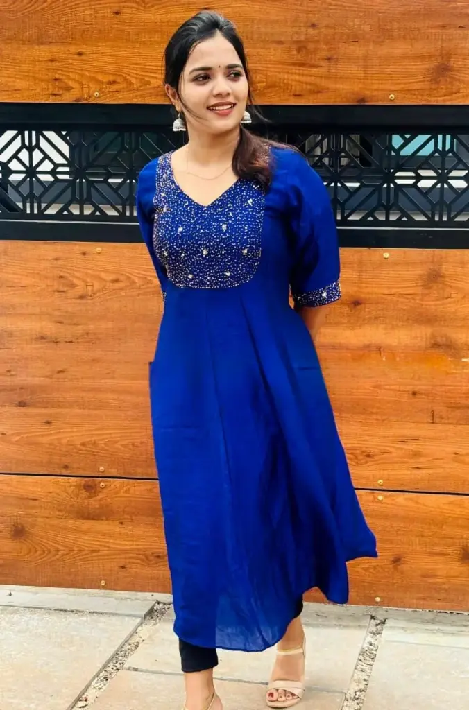 QS032- Partywear Panel Anarkali Kurta