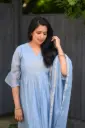 QS076 Mul-Chanderi Anarkali Salwar Suit Set