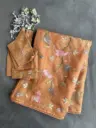Q0024 - Organza  Floral Embroidered Saree