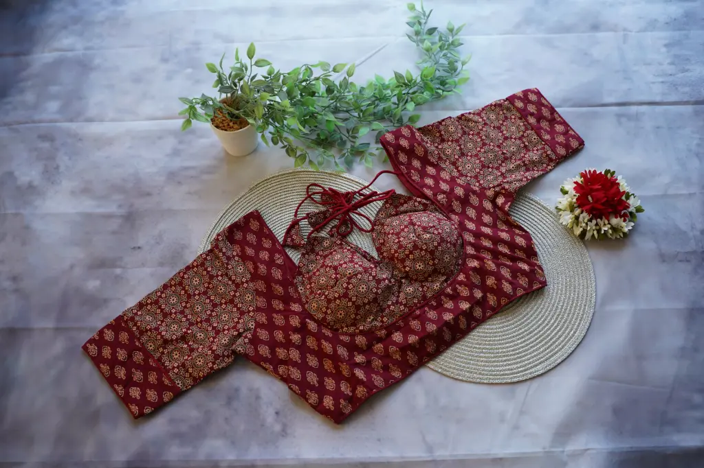 QB010 Ajrak Halter Neck Blouse