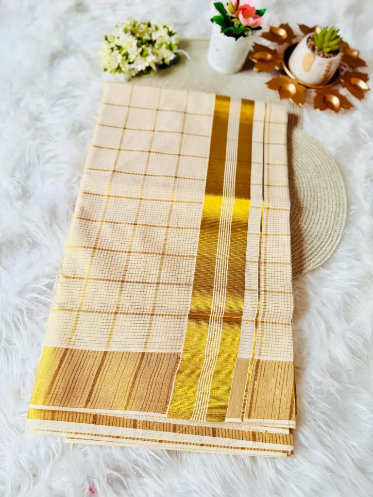 SS13 -  Micro with Big Check Kerala Saree