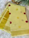 SS020-Polka Embroidery Kerala Tissue Saree