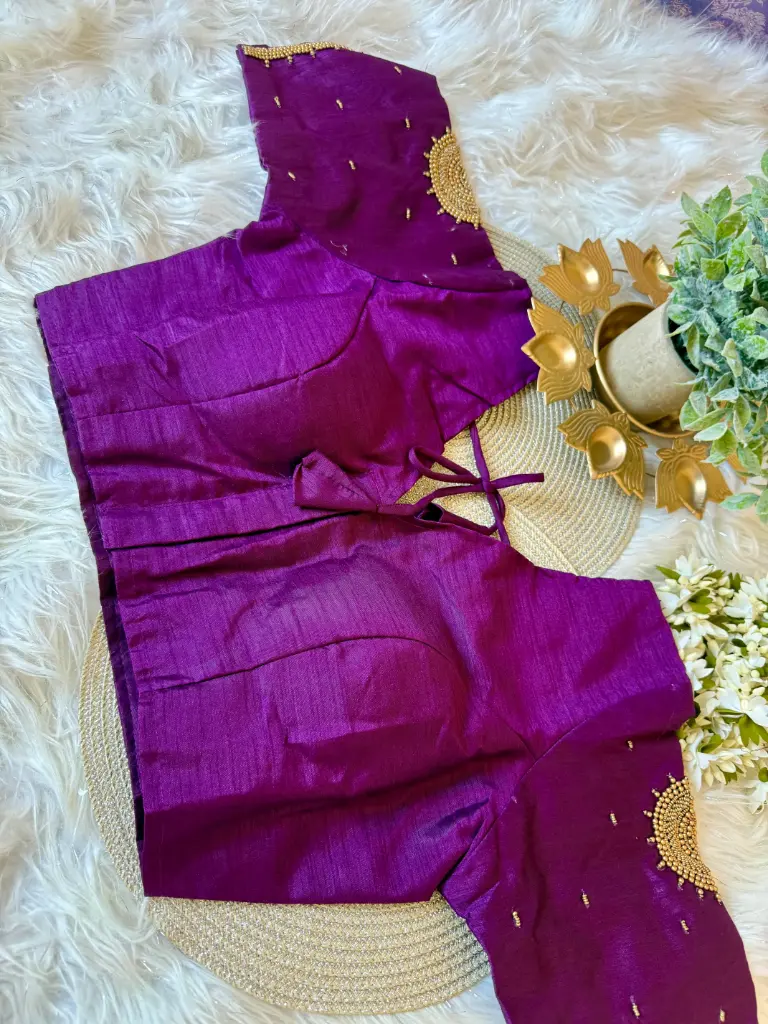 QB031-Semi Raw Silk Handworked Blouse