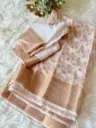 SS035 - Georgette Off-white Saree with Stitched Blouse