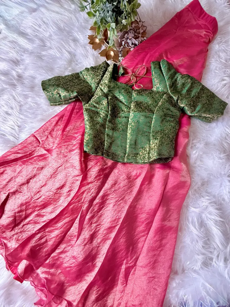 ST002-Brocade-Velvet Organza Skirt & Top