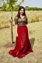 ST006-Brocade-Velvet Organza Skirt & Crop Top