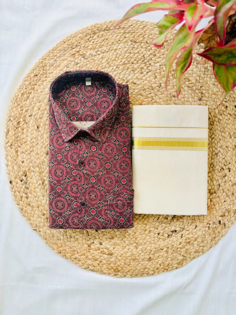 MQ003  Men's Brown Ajrakh Shirt