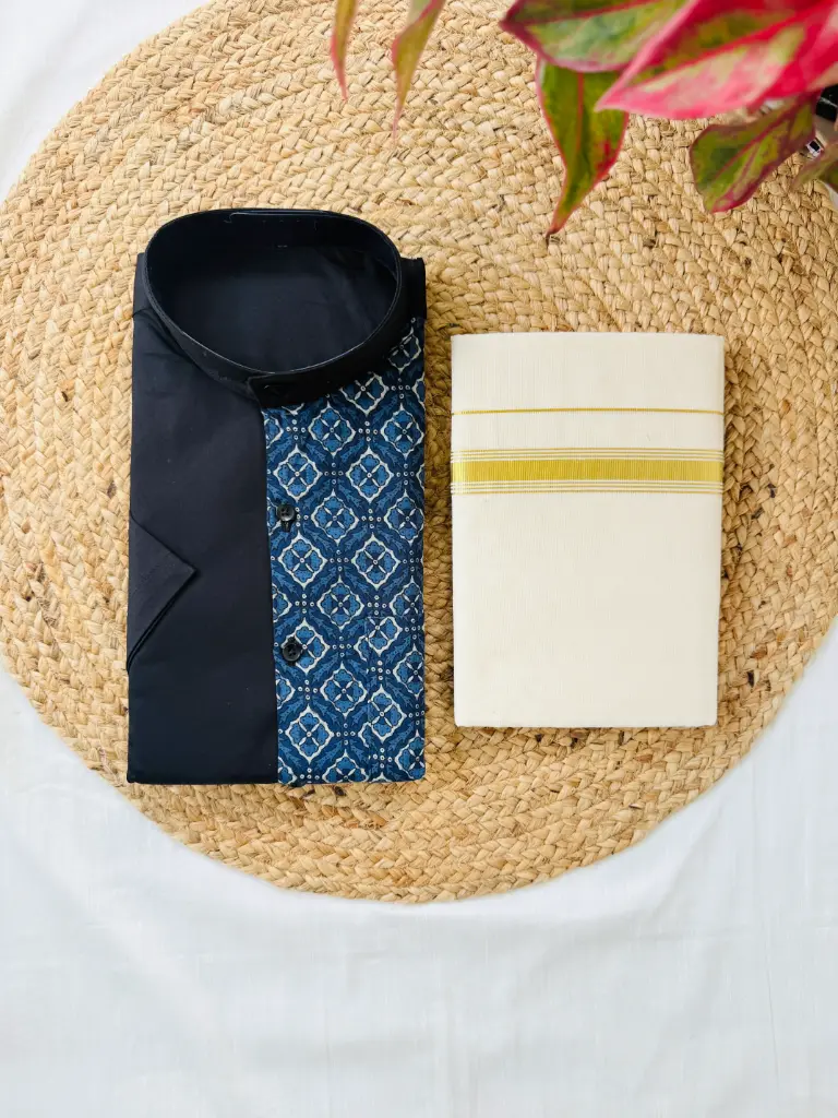 MQ006  Men's Black and Blue Shirt