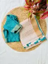 SS038-Premium Checked Linen Saree with Designer Stitched Blouse