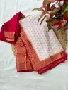 SS051- Georgette  Contrast Border Saree with Stitched Blouse