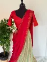 QD0028-Semi Banarasi Silk Dhavani Set
