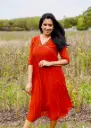 QS096-Aline alia-cut pleated  Kurti