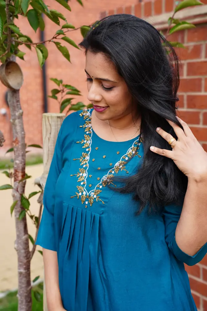 QS098-Aline Pleated Kurta