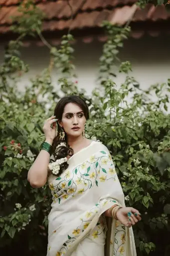 [SS02] SS02 - Kannikonna-Embroidery Cotton saree - SS02
