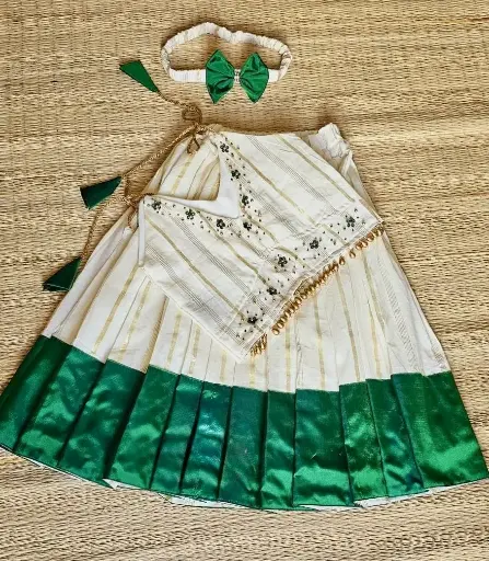 KZ004 - Green Cotton Lurex Skirt & Top 