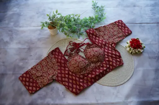 QB010 Ajrak Halter Neck Blouse