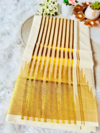 SS10 - Golden Temple Kerala Kasavu Saree