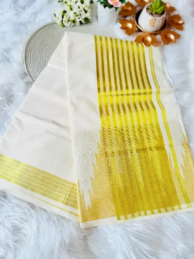 SS11 - Yellowish Gold Temple Saree