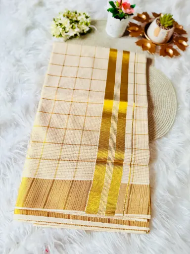 SS13 -  Micro with Big Check Kerala Saree