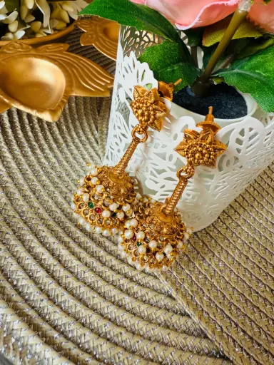 QJ021-Long Jumka Earrings