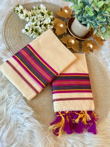 SM012-Purple Kara Kasavu Kerala Set Munde