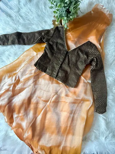 ST004-Brocade-Velvet Organza Skirt & Crop Top