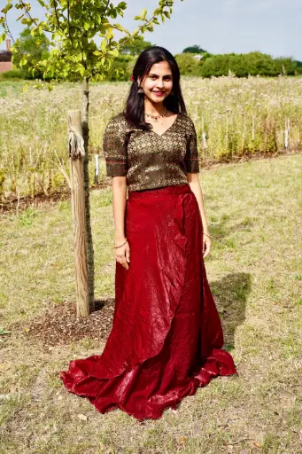 ST006-Brocade-Velvet Organza Skirt & Crop Top